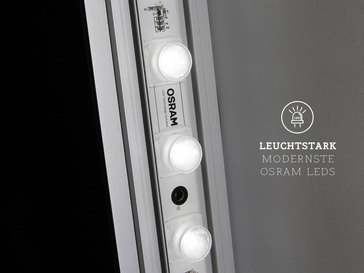 Der lightframe LF500 ist federleicht & leuchtstark. Mit hochwertiger LED-Technik & individuell-bedrucktem Stoff. Schneller Aufbau & kompakte Verpackung.