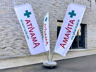 flagprint werbefahne mobil mast 3er fahnenburg